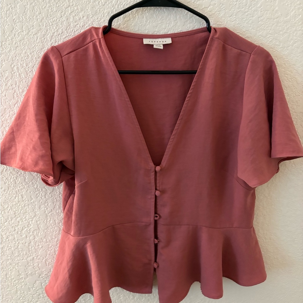 TopShop Mauve Pink Button-Front Blouse